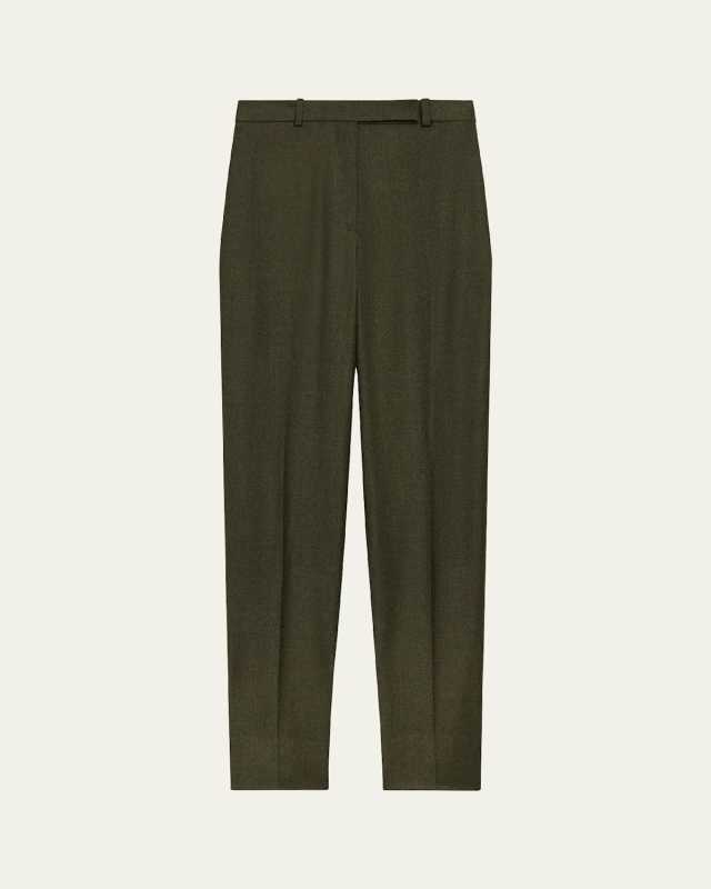 High-Waist Virgin Wool Tapered Ankle Pants